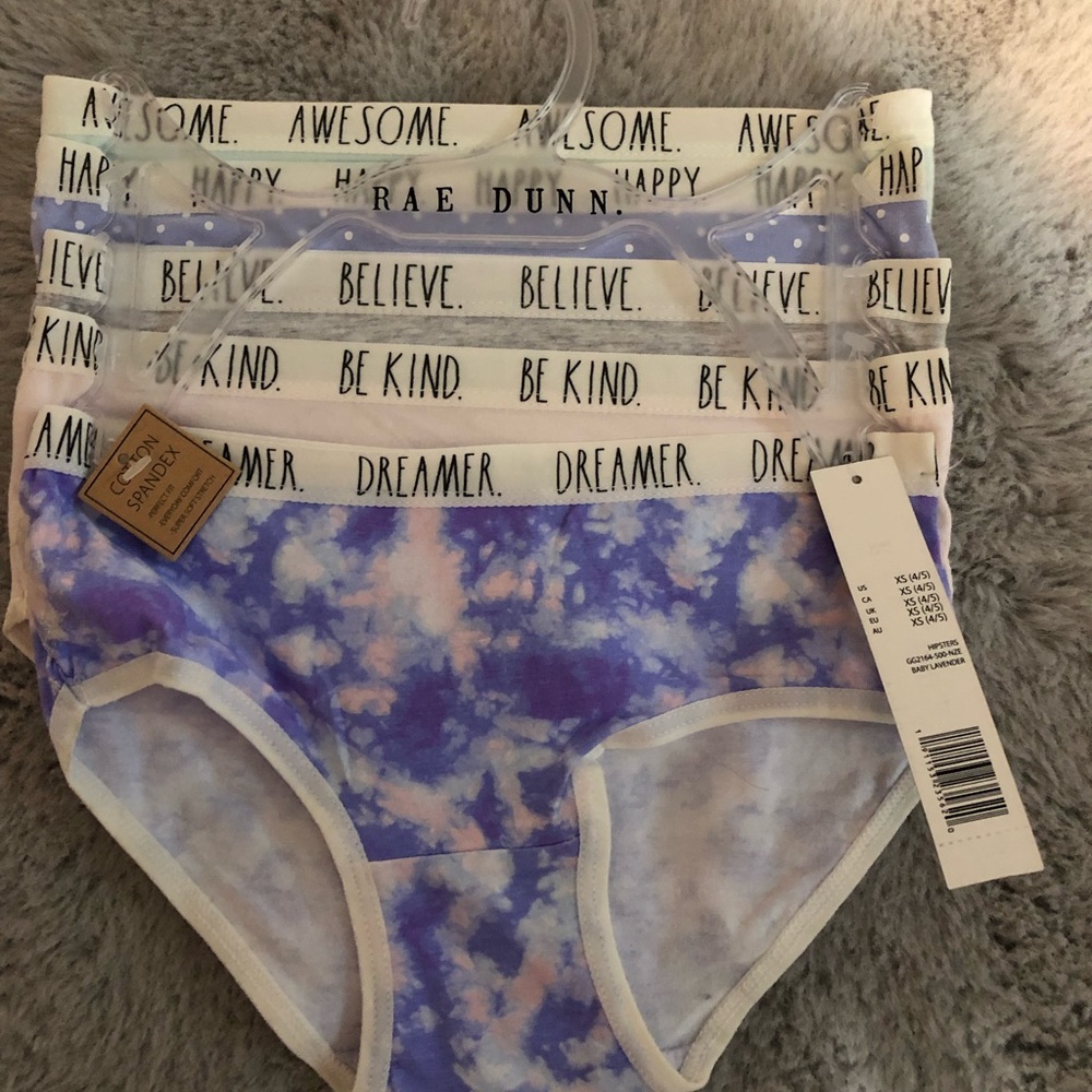 Size XS 4/5 girls Rae Dunn hipster underwear 5 pk